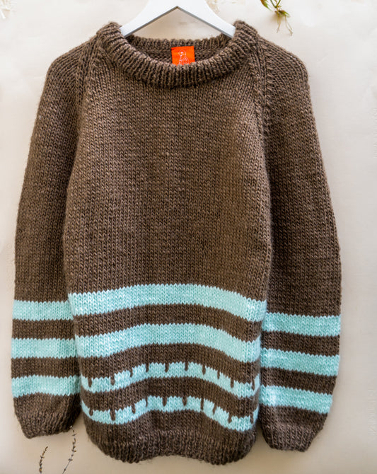 Brown and Turqouise Stripes Jumper