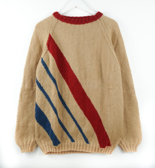 pure wool hand knitted one off Diagonal Striped Brown Jumper