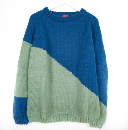 pure wool hand knitted one off Duotone Diagonal Jumper