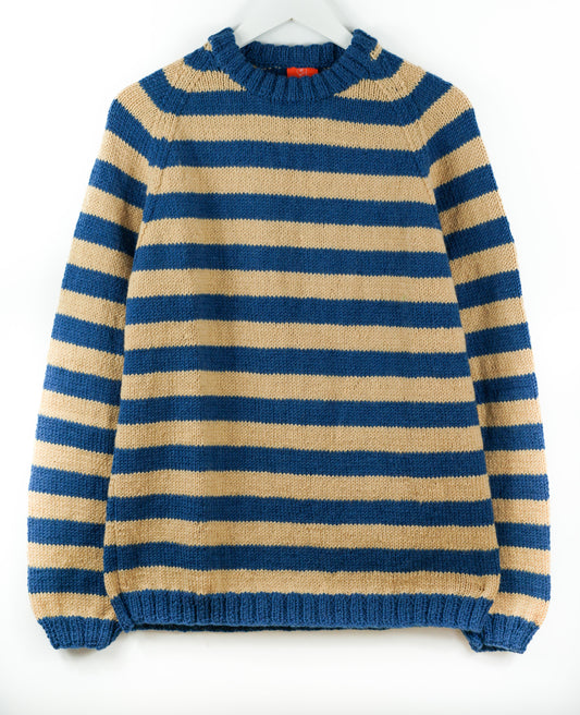 pure wool hand knitted one off French Navy Striped Jumper