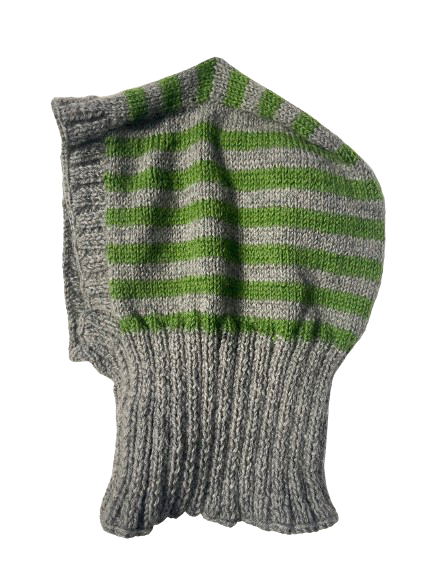 Gray Balaclava w/ green stripes