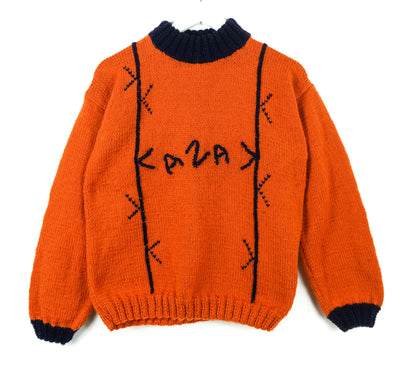 pure wool hand knitted one off Kazak Typographic Jumper