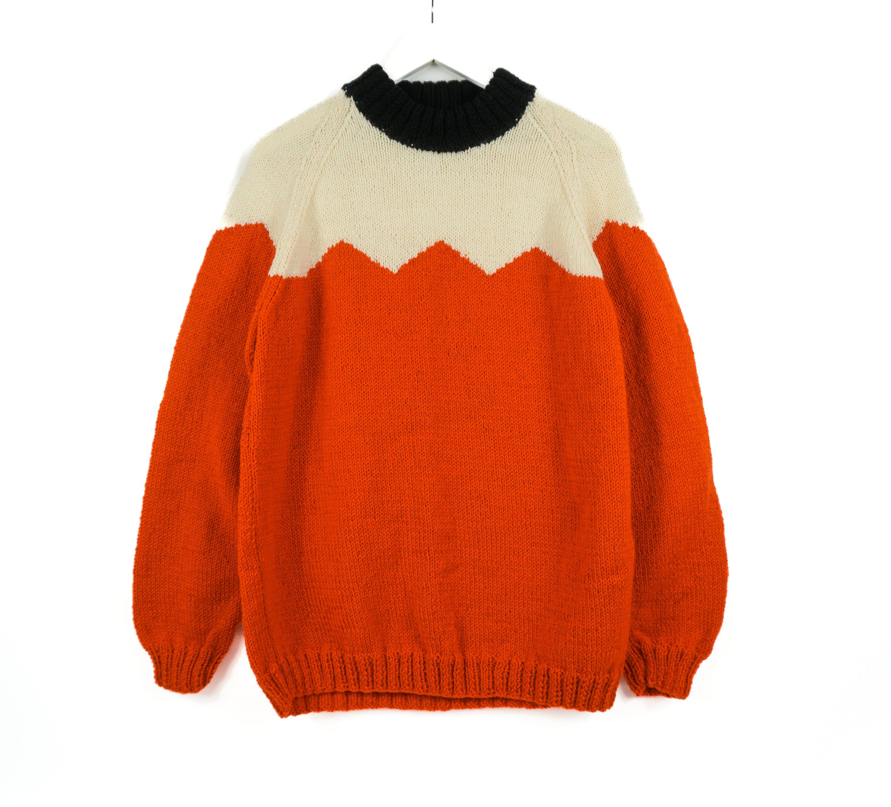 Pure Wool Alpine style Medium Fit Jumper, hand knitted and one off, turtle neck jumper