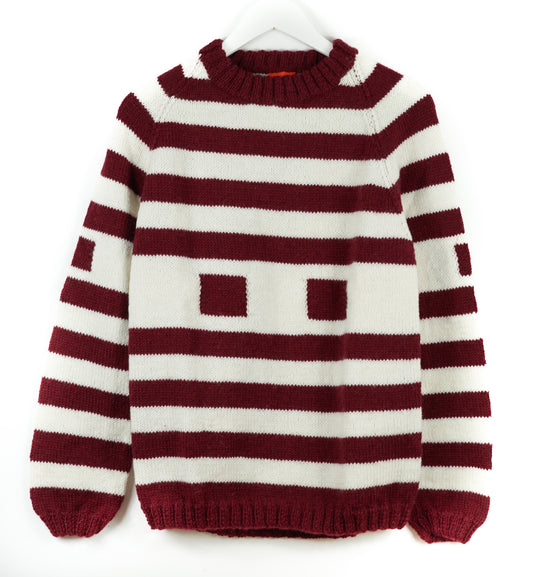 pure wool hand knitted one off Multi Striped Jam Jumper