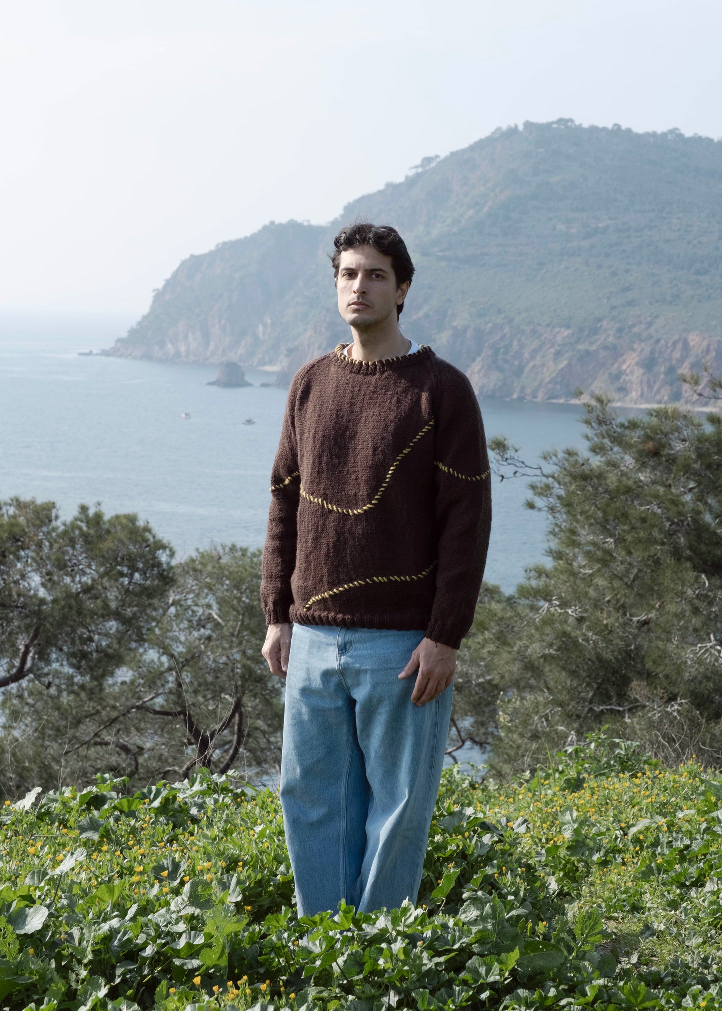 pure wool hand knitted one off espresso brown jumper