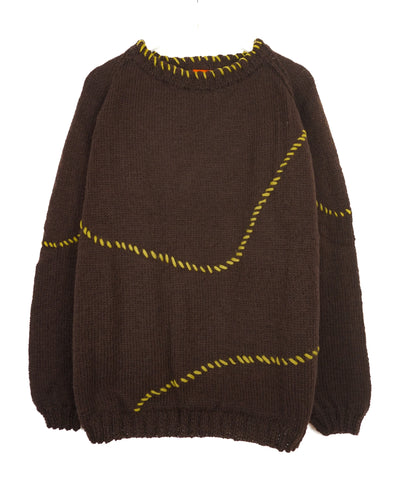 pure wool hand knitted one off Mustard Lined Espresso Jumper