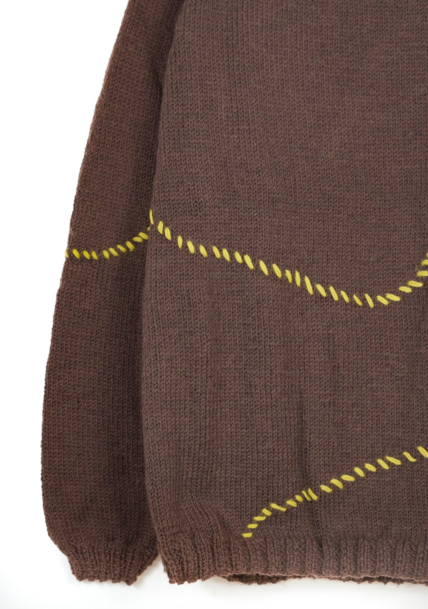 pure wool hand knitted one off Mustard Lined Espresso Jumper