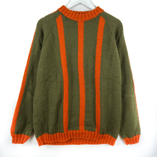 pure wool hand knitted one off Orange Vertical Stripes Jumper