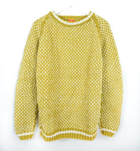 pure wool hand knitted one off Prince's Olive Jumper