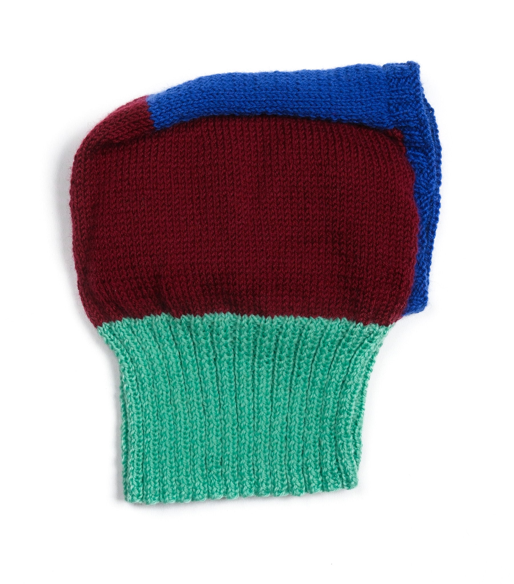 Pure Wool Colourblock Balaclava. Hand knitted