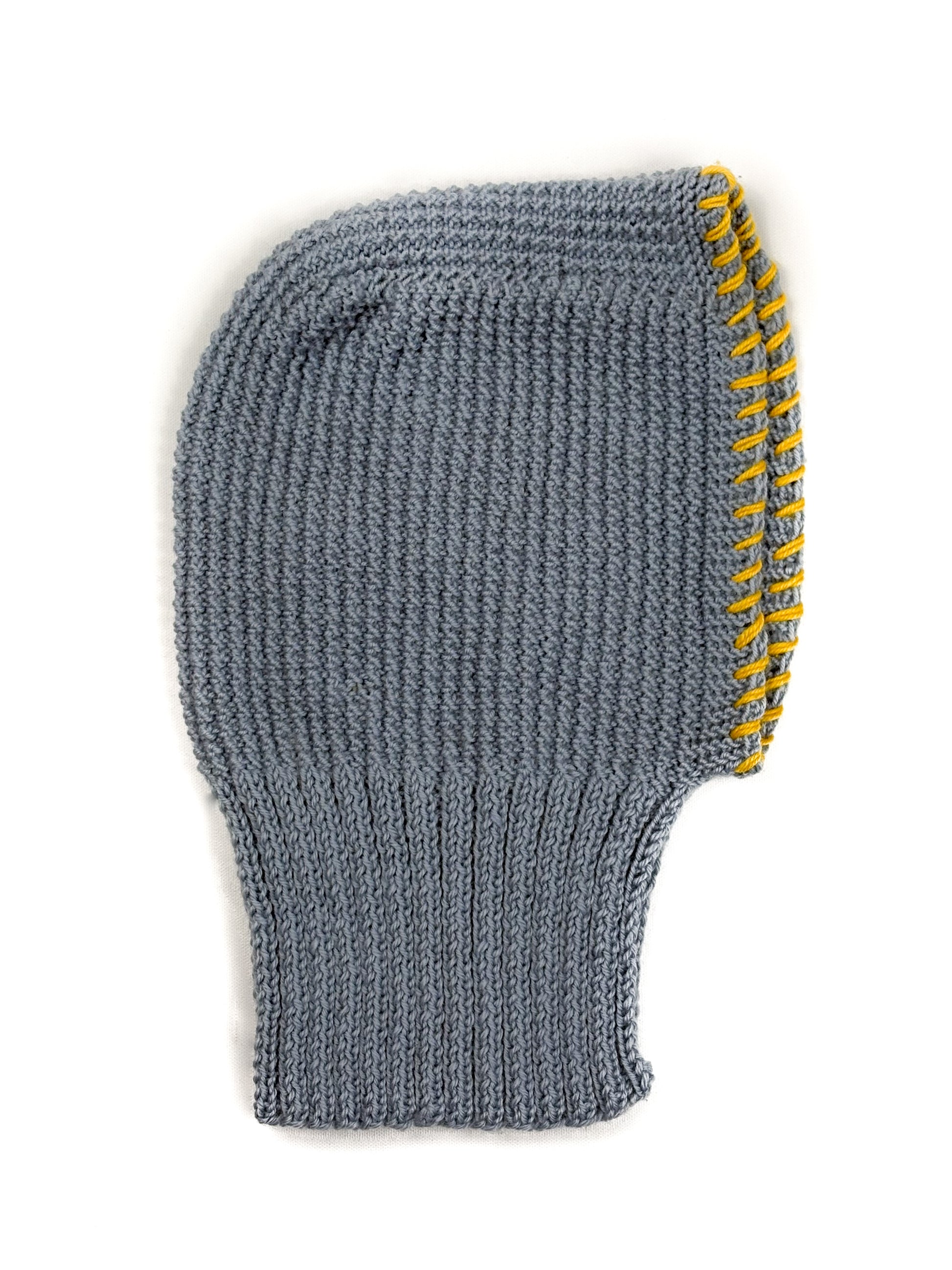 Pure Wool Grey Balaclava with stitches, hand knit, one off made