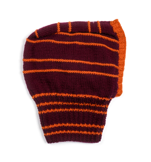 Pure Wool Orange Lined Balaclava. Hand knitted