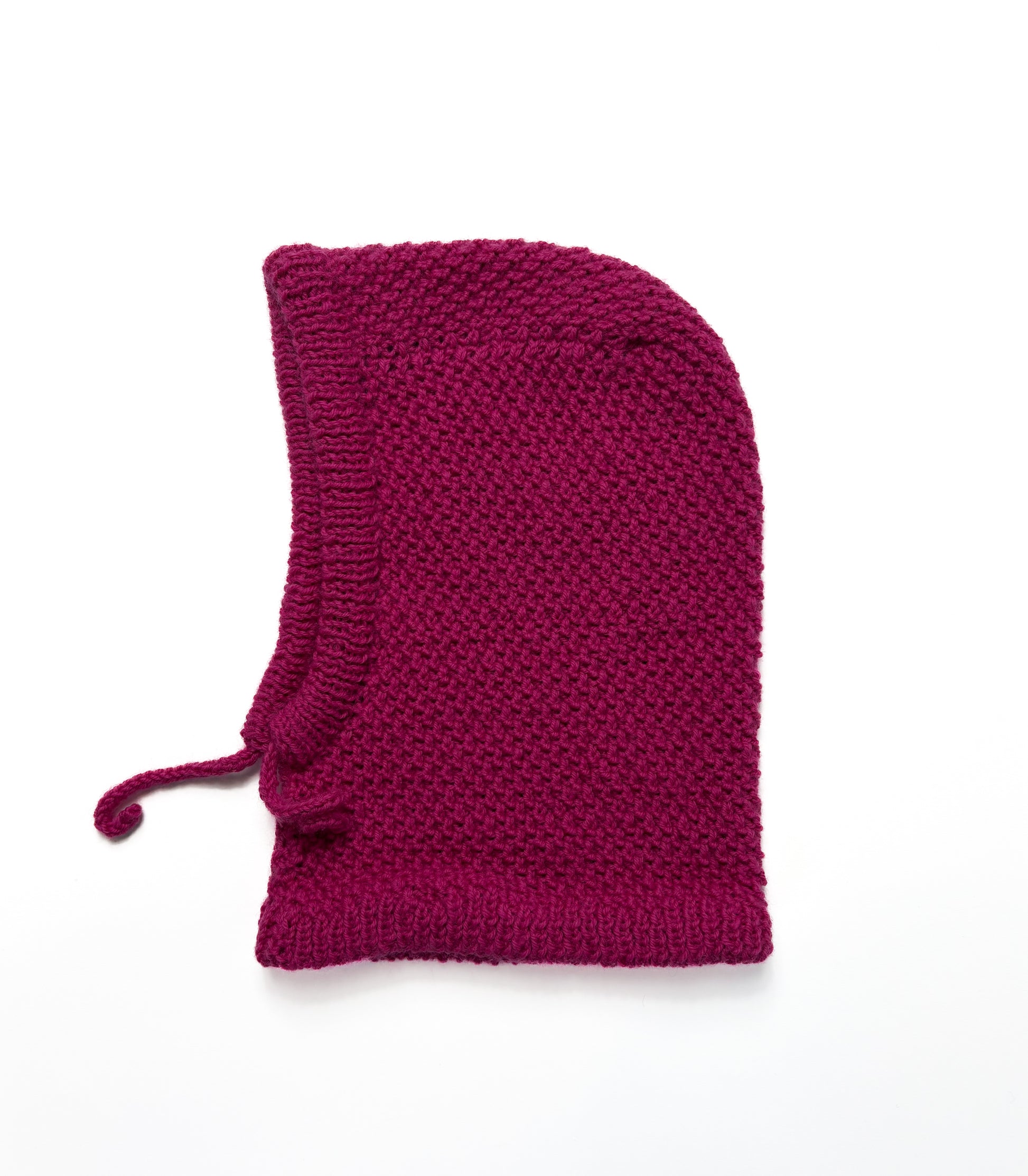 Pure wool pink Balaclava with pink tie