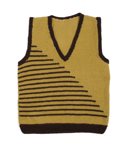 Pure Wool Pistacchio Cream vest. Hand knitted and medium fit.