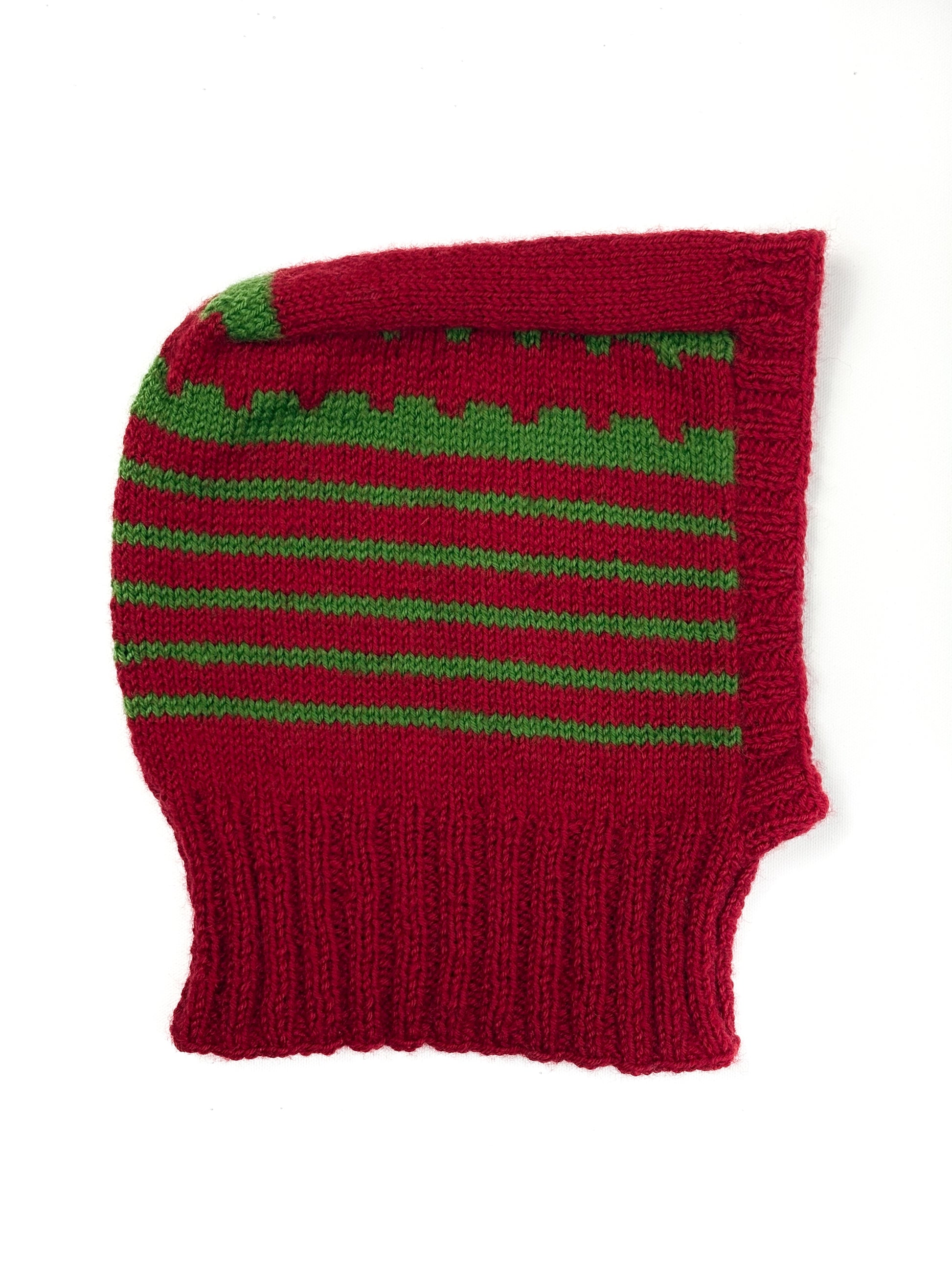 Pure Wool Red and Green Patterns, hand knit and one off made