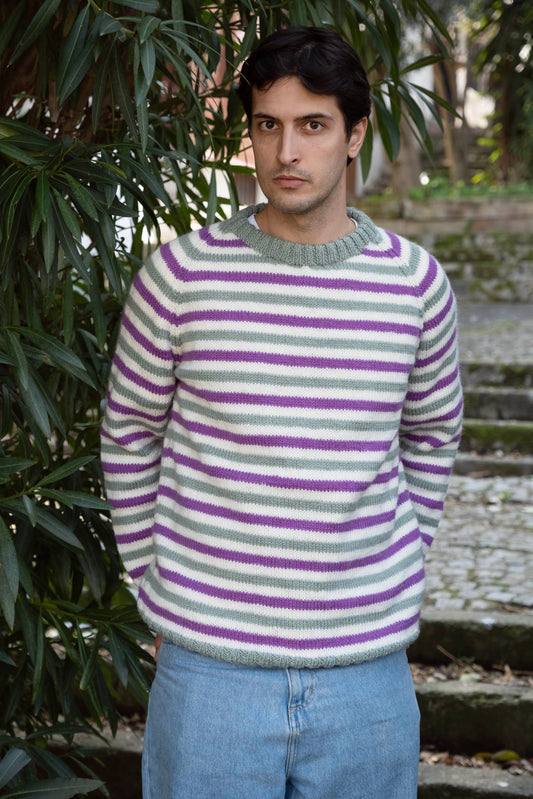 pure wool hand knitted one off soft colors jumper