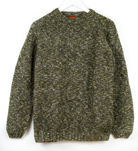 pure wool hand knitted one off Speckled Green Jumper