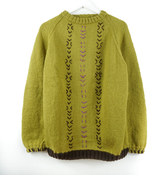 pure wool hand knitted one off Stitched Gold Jumper