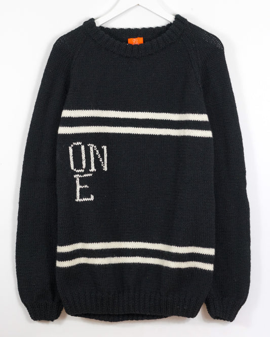 pure wool hand knitted one off The 'One' Black Jumper