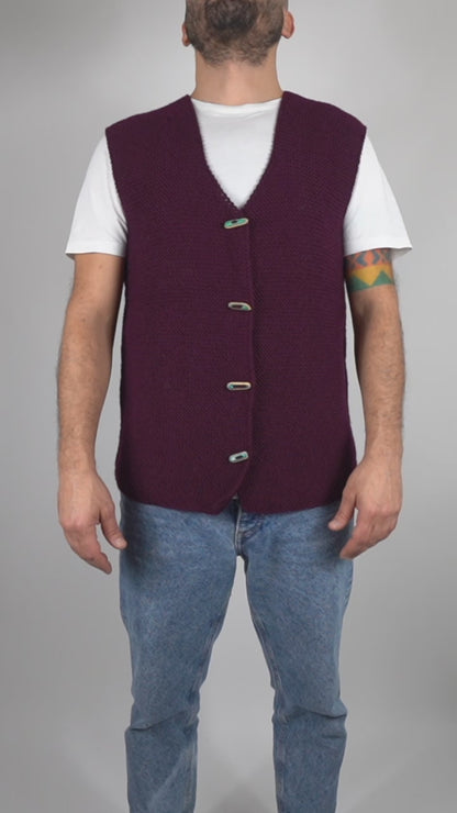 Burgundy Button Vest